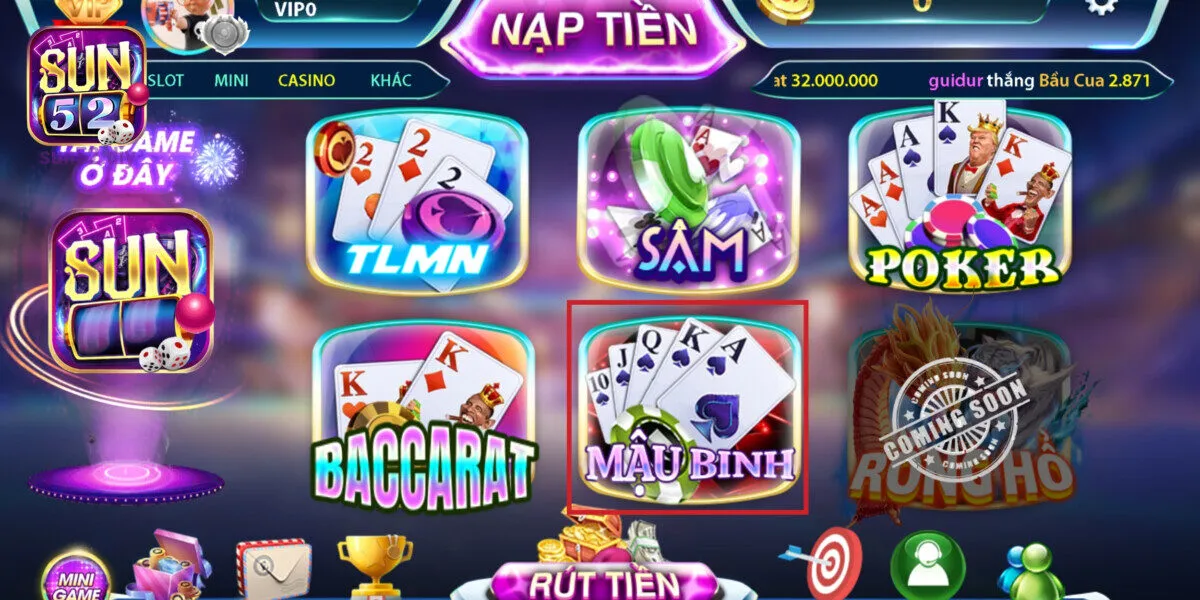 Khám Phá Thế Giới Game Bài Đỉnh Cao Mậu Binh Ở Sun52 - Hình ảnh minh họa về Cổng Game Bài trên Sun52.