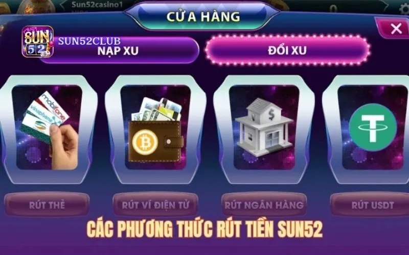 Cách rút tiền qua thẻ cào Sun52